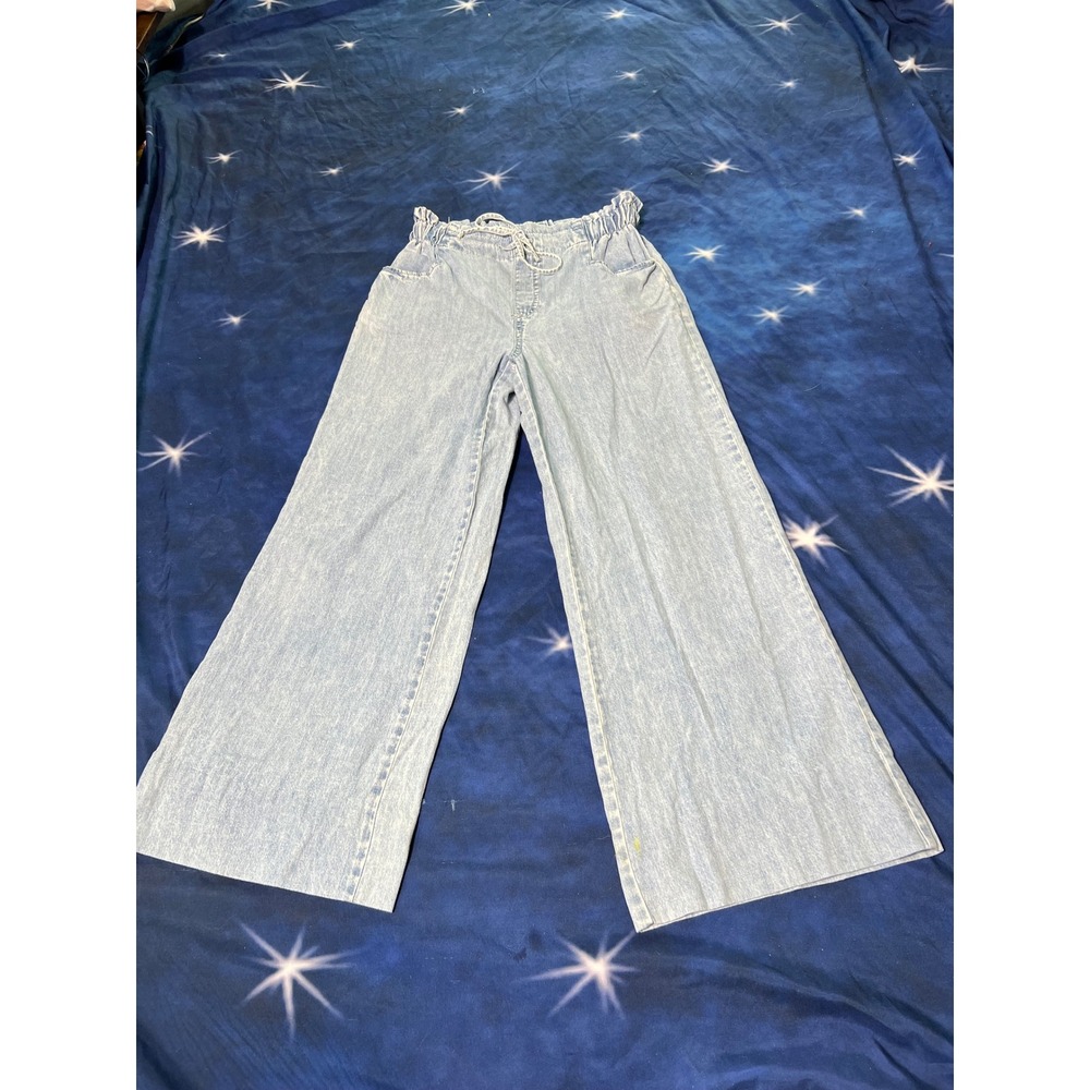 Sincerely Jules Light Wash Wide Leg Paperbag Waist Denim Jeans Cotton Small